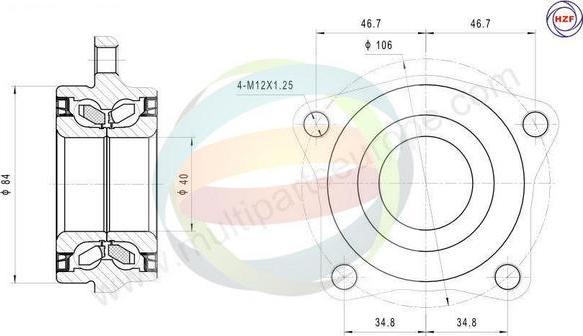 Multiparts 70-080142 - Kit de roulements de roue cwaw.fr