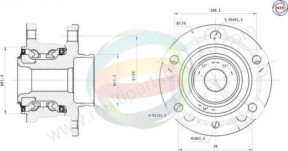 Multiparts 70-150036 - Kit de roulements de roue cwaw.fr