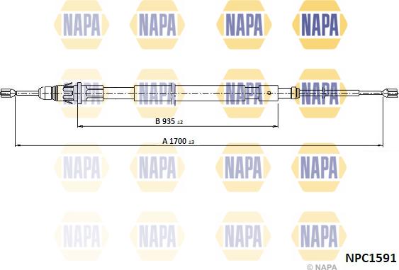 NAPA NPC1591 - Tirette à câble, frein de stationnement cwaw.fr