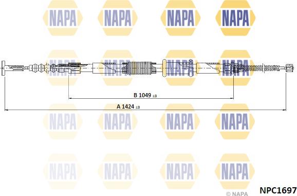 NAPA NPC1697 - Tirette à câble, frein de stationnement cwaw.fr