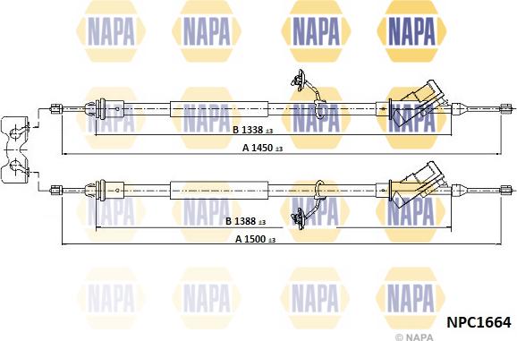 NAPA NPC1664 - Tirette à câble, frein de stationnement cwaw.fr