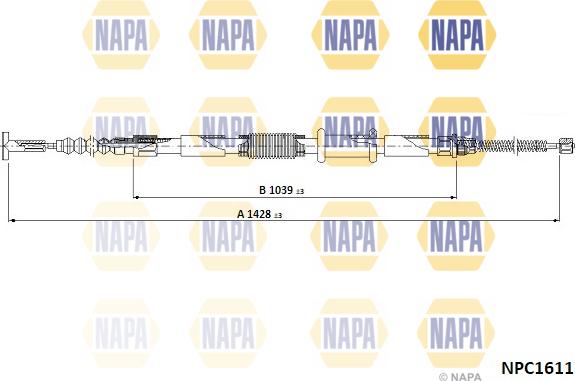 NAPA NPC1611 - Tirette à câble, frein de stationnement cwaw.fr