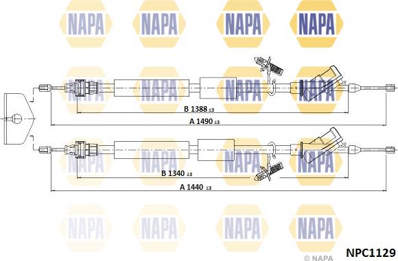 NAPA NPC1129 - Tirette à câble, frein de stationnement cwaw.fr