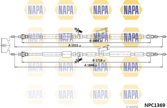 NAPA NPC1369 - Tirette à câble, frein de stationnement cwaw.fr