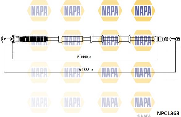 NAPA NPC1363 - Tirette à câble, frein de stationnement cwaw.fr