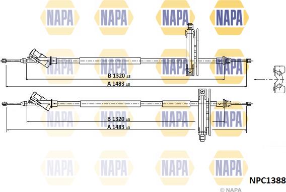 NAPA NPC1388 - Tirette à câble, frein de stationnement cwaw.fr