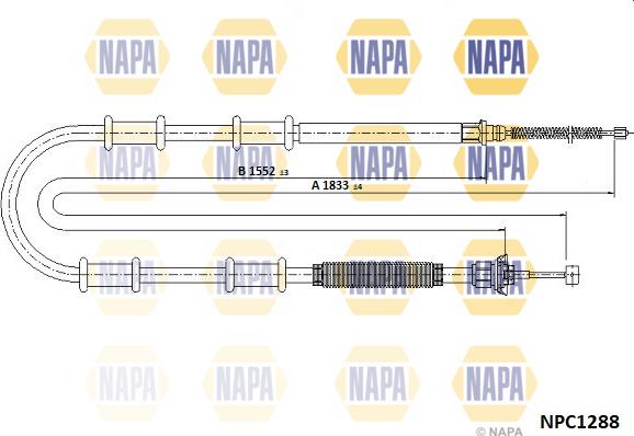 NAPA NPC1288 - Tirette à câble, frein de stationnement cwaw.fr