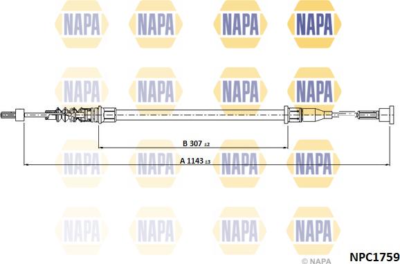 NAPA NPC1759 - Tirette à câble, frein de stationnement cwaw.fr