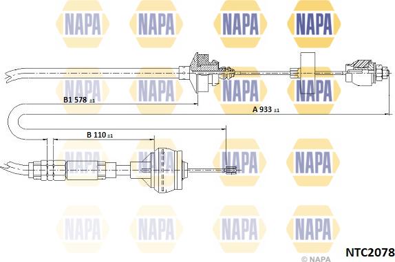 NAPA NTC2078 - Tirette à câble, commande d'embrayage cwaw.fr