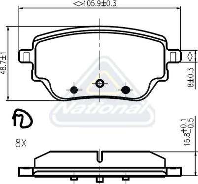 NATIONAL NP3130 - Kit de plaquettes de frein, frein à disque cwaw.fr