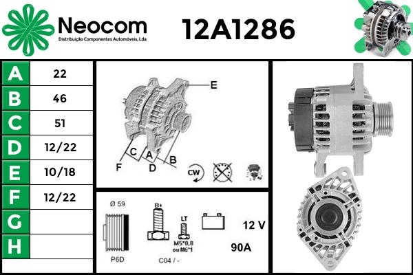 NEOCOM 12A1286 - Alternateur cwaw.fr