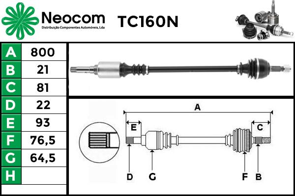 NEOCOM TC160N - Arbre de transmission cwaw.fr