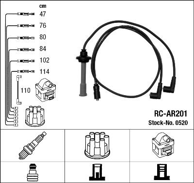 NGK 0520 - Kit de câbles d'allumage cwaw.fr