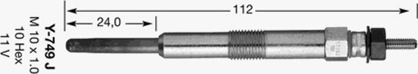 NGK Y 749 J - Bougie de préchauffage cwaw.fr