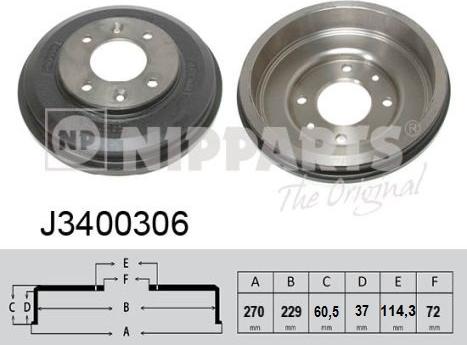 Nipparts J3400306 - Tambour de frein cwaw.fr