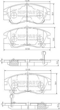 Nipparts J3605027 - Kit de plaquettes de frein, frein à disque cwaw.fr