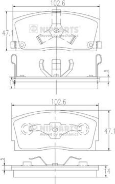 Nipparts J3606006 - Kit de plaquettes de frein, frein à disque cwaw.fr