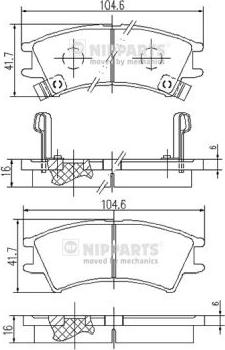 Nipparts J3600524 - Kit de plaquettes de frein, frein à disque cwaw.fr