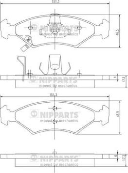 Nipparts J3600301 - Kit de plaquettes de frein, frein à disque cwaw.fr