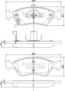 Nipparts J3600303 - Kit de plaquettes de frein, frein à disque cwaw.fr