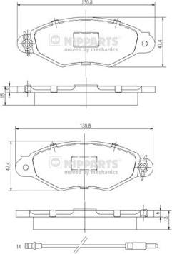 Nipparts J3601093 - Kit de plaquettes de frein, frein à disque cwaw.fr