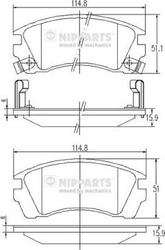 Nipparts J3601049 - Kit de plaquettes de frein, frein à disque cwaw.fr