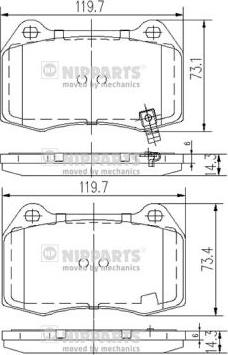 Nipparts J3601083 - Kit de plaquettes de frein, frein à disque cwaw.fr