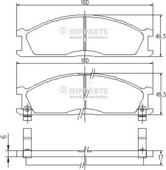 Nipparts J3601037 - Kit de plaquettes de frein, frein à disque cwaw.fr