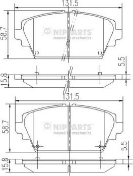 Nipparts J3601072 - Kit de plaquettes de frein, frein à disque cwaw.fr