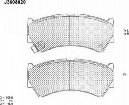 Nipparts J3608020 - Kit de plaquettes de frein, frein à disque cwaw.fr