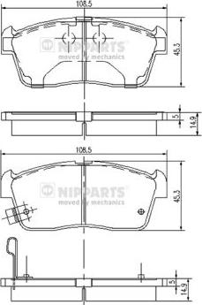 Nipparts J3608021 - Kit de plaquettes de frein, frein à disque cwaw.fr