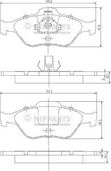 Nipparts J3603065 - Kit de plaquettes de frein, frein à disque cwaw.fr