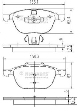 Nipparts J3603063 - Kit de plaquettes de frein, frein à disque cwaw.fr