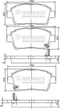 Nipparts J3602088 - Kit de plaquettes de frein, frein à disque cwaw.fr