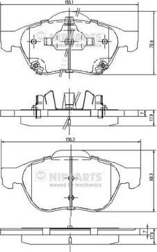 Nipparts J3602115 - Kit de plaquettes de frein, frein à disque cwaw.fr