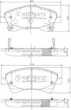 Nipparts J3602123 - Kit de plaquettes de frein, frein à disque cwaw.fr