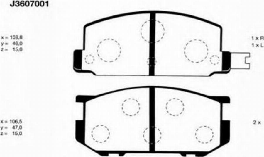 Nipparts J3607001 - Kit de plaquettes de frein, frein à disque cwaw.fr