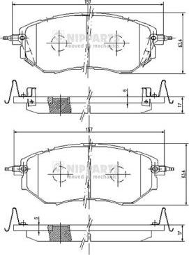 Nipparts J3607019 - Kit de plaquettes de frein, frein à disque cwaw.fr