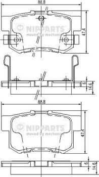 Nipparts J3614008 - Kit de plaquettes de frein, frein à disque cwaw.fr