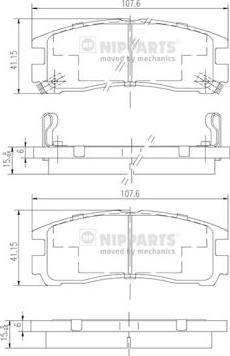 Nipparts J3615003 - Kit de plaquettes de frein, frein à disque cwaw.fr