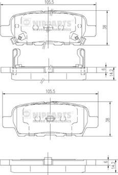 Nipparts J3611044 - Kit de plaquettes de frein, frein à disque cwaw.fr