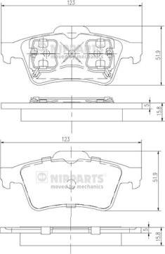 Nipparts J3611045 - Kit de plaquettes de frein, frein à disque cwaw.fr