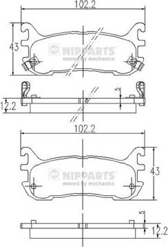 Nipparts J3613012 - Kit de plaquettes de frein, frein à disque cwaw.fr