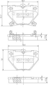 Nipparts J3612018 - Kit de plaquettes de frein, frein à disque cwaw.fr