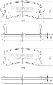 Nipparts J3612013 - Kit de plaquettes de frein, frein à disque cwaw.fr