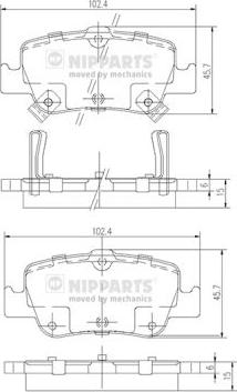 Nipparts J3612033 - Kit de plaquettes de frein, frein à disque cwaw.fr