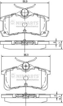 Nipparts J3612026 - Kit de plaquettes de frein, frein à disque cwaw.fr