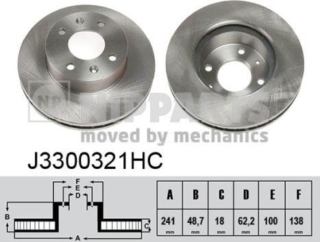 Nipparts J3300321HC - Disque de frein cwaw.fr