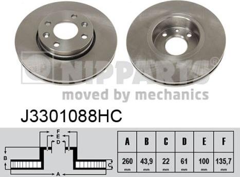 Nipparts J3301088HC - Disque de frein cwaw.fr