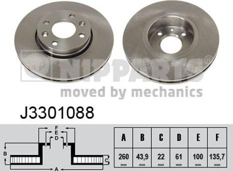 Nipparts J3301088 - Disque de frein cwaw.fr